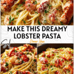 Creamy lobster pasta bowl with fresh herbs and noodles shown as a gourmet Pasta Recipe With Seafood.